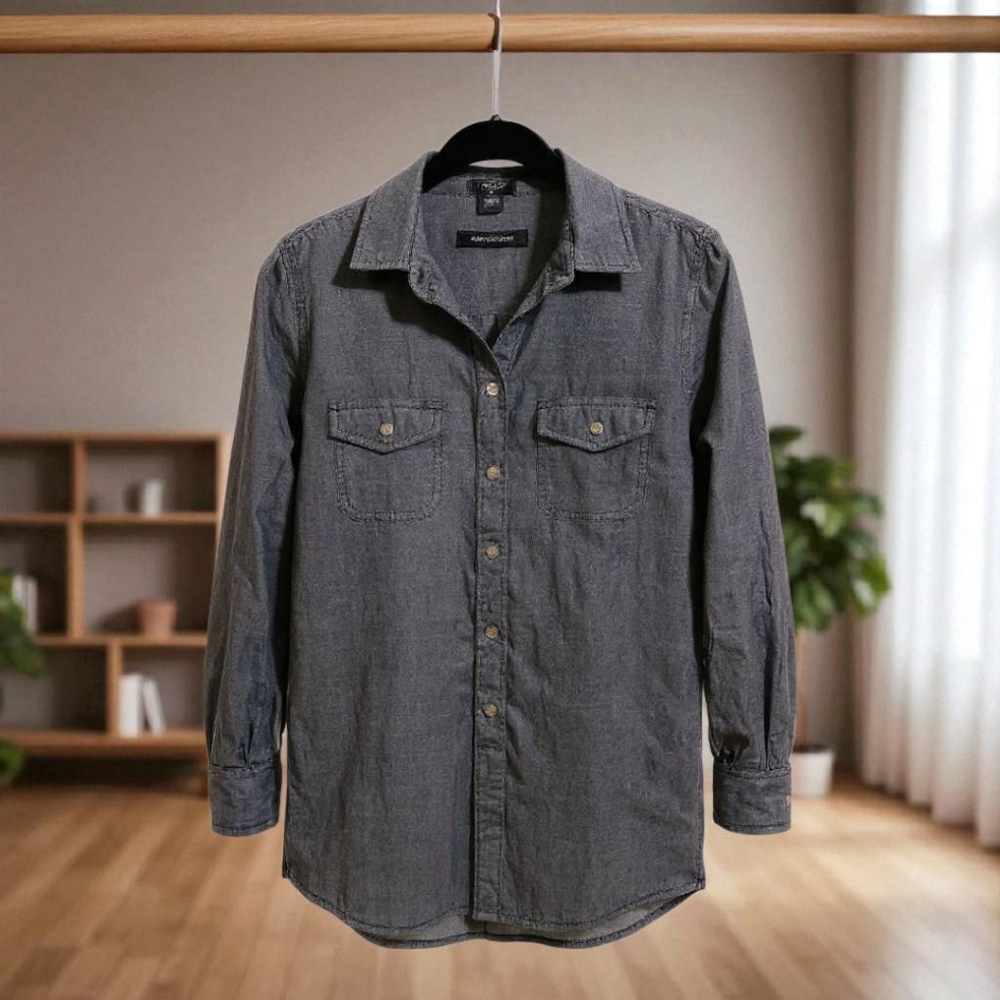 J Crew Blue Chambray Popover Tunic with Roĺ Tab Sleeves
